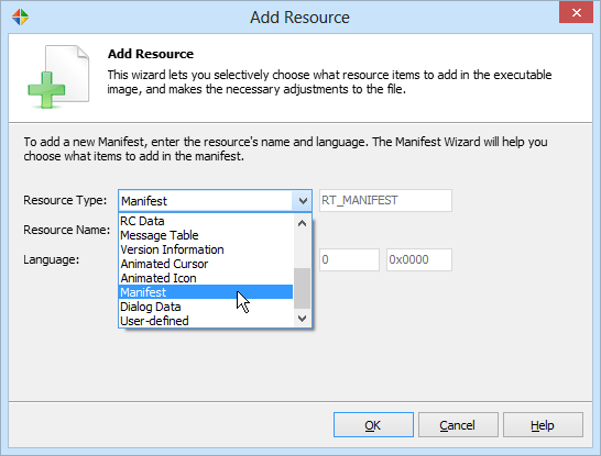 Select the Manifest resource type