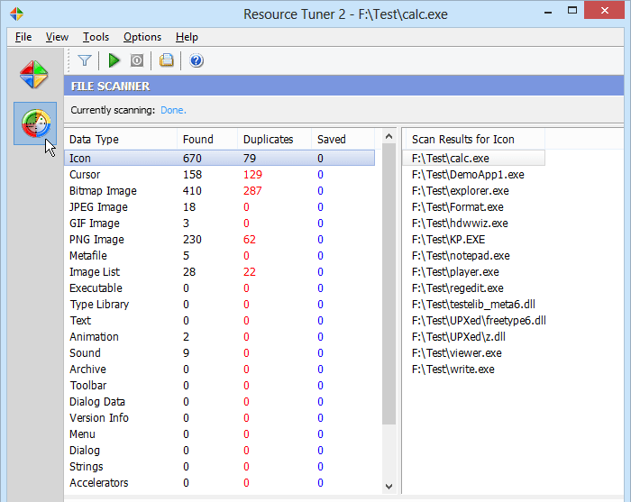 Resource search and extract result