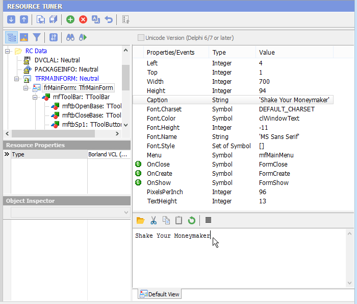 Delphi form (DFM) Editor