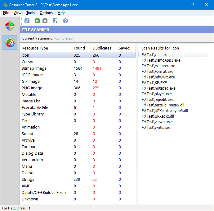 Resource search and extract result